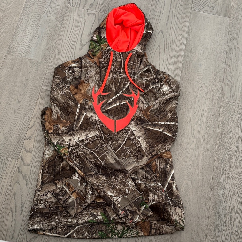 Huntshield Camouflage Hoodie with Orange Accents